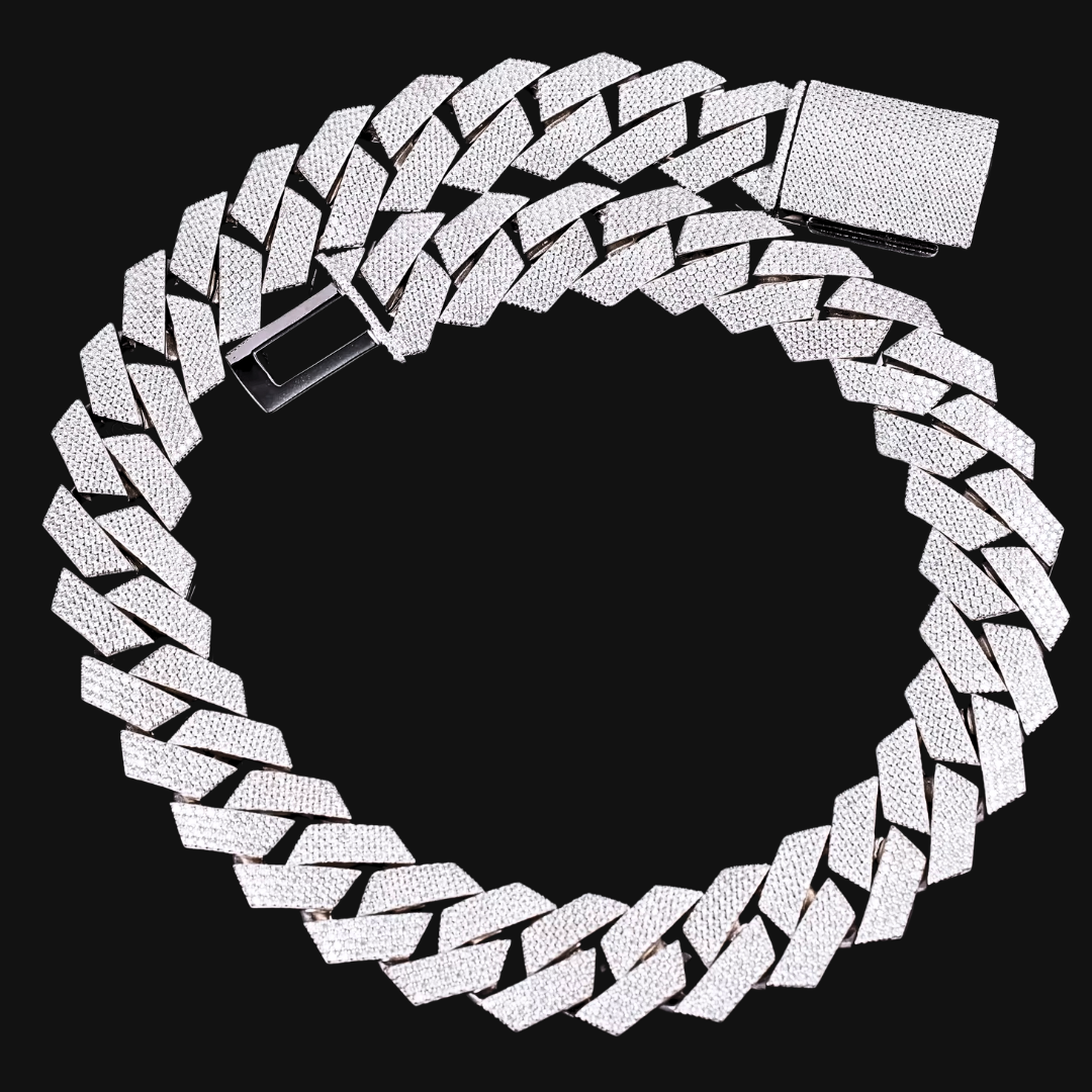 iced out cuban link chain moissanite silver mens real